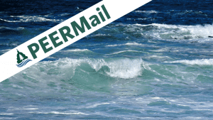 PEERMail Banner with blue ocean wave