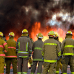 Decimation of Public Sector Employees - Firefighters at a fire / Photo: Andrew Magill