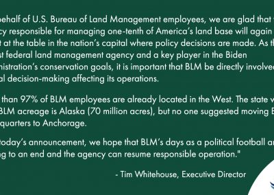 STATEMENT | Bureau of Land Management to Re-Open DC Headquarters